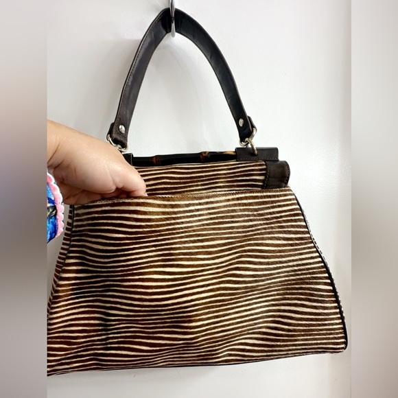 Elaine Turner Satchel African Antelope Hair Patent Leather 15” x 11” Gorgeous!! - Picture 8 of 16